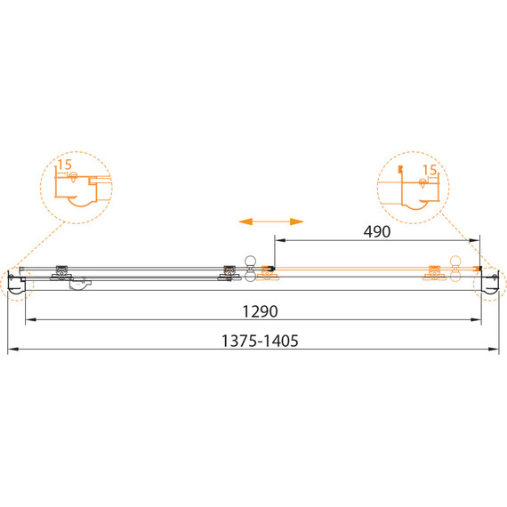 Душевая дверь Cezares 140 см GIUBILEO-BF-1-140-C-Br, бронза/прозрачное - фото 2