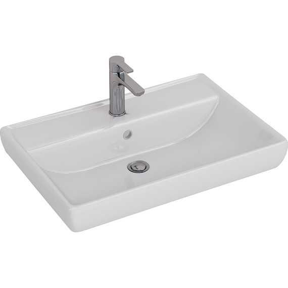 Тумба подвесная с раковиной Lemark Combi 70 см LM03C70T-Beton, белый глянец/бетон - фото 7