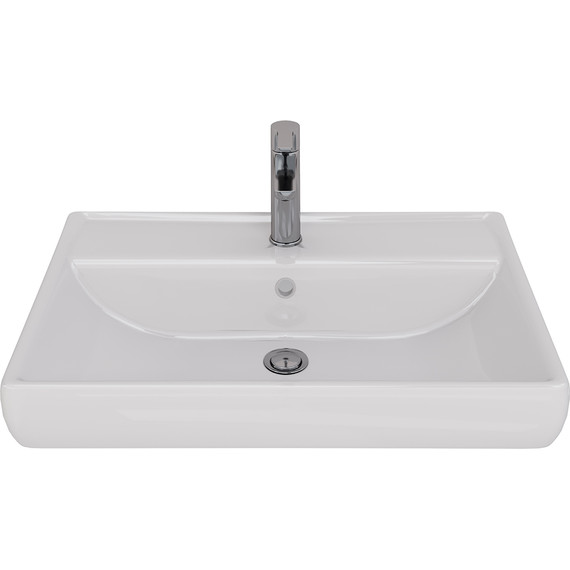 Тумба подвесная с раковиной Lemark Combi 70 см LM03C70T-Beton, белый глянец/бетон - фото 8