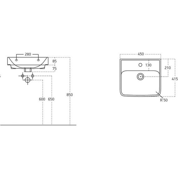 Тумба подвесная с раковиной Lemark Combi 45 см LM03C45T-black, белый глянец/черный матовый - фото 9