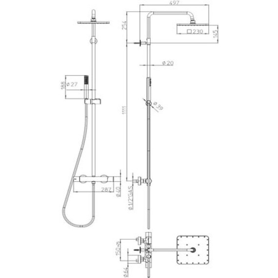 Душевая стойка с термостатом Bossini Cosmo L10174.030 - фото 3
