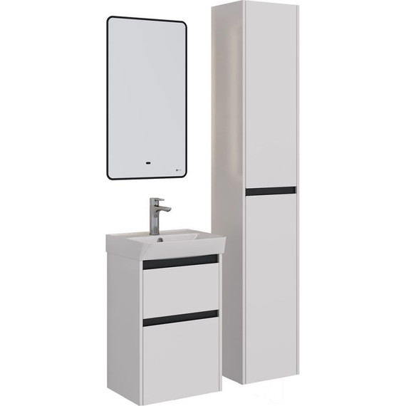 Тумба подвесная с раковиной Lemark Combi 45 см LM03C45T-black, белый глянец/черный матовый - фото 6