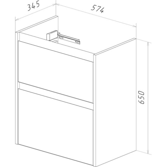 Тумба подвесная с раковиной Lemark Combi 60 см LM03C60T-Beton, белый глянец/бетон - фото 10