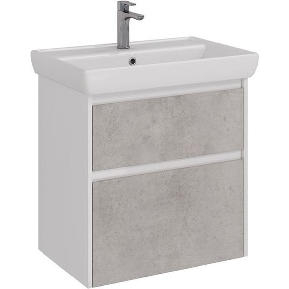 Тумба подвесная с раковиной Lemark Combi 70 см LM03C70T-Beton, белый глянец/бетон - фото 