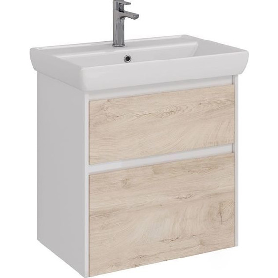 Тумба подвесная с раковиной Lemark Combi 70 см LM03C70T-dub, белый глянец/дуб кантри - фото 