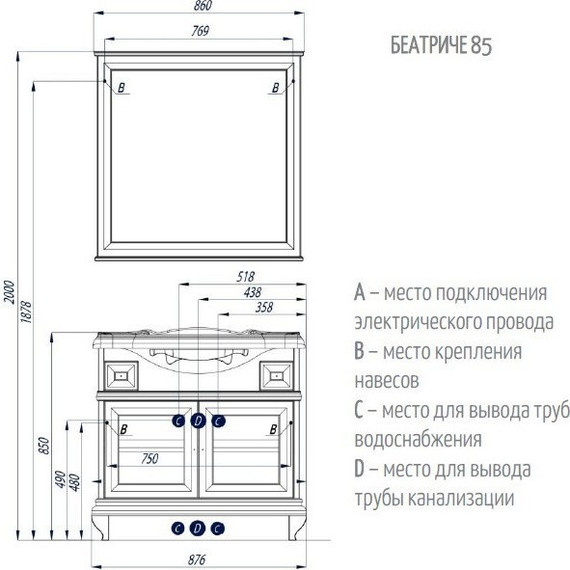 Зеркало Акватон Беатриче 85 см 1A191802BEM60 - фото 2