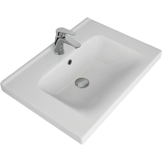 Тумба подвесная с раковиной Lemark Olivia 65 см LM08OL65T, дуб кантри/белый глянец - фото 7