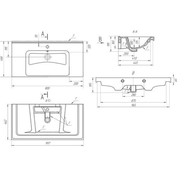 Тумба подвесная с раковиной Lemark Olivia 100 см LM08OL100T, дуб кантри/белый глянец - фото 10