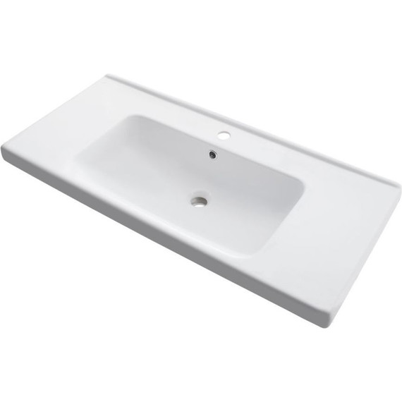 Тумба подвесная с раковиной Lemark Olivia 100 см LM08OL100T, дуб кантри/белый глянец - фото 8