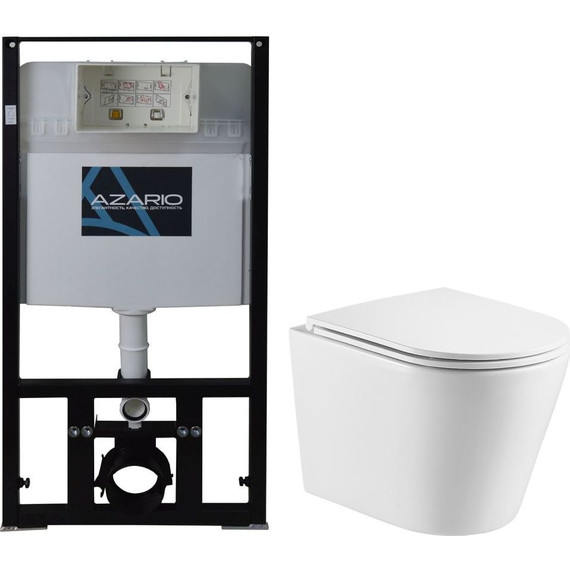 Инсталляция с подвесным безободковым унитазом Azario Teramo AZ-8010-1000+AZ-0053-UQ (система смыва торнадо) - фото 2