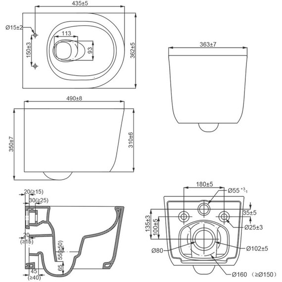 Инсталляция Azario с подвесным безободковым унитазом Creo Ceramique Lyon 2.0 AZ-8010-1000+LY1100R - фото 12