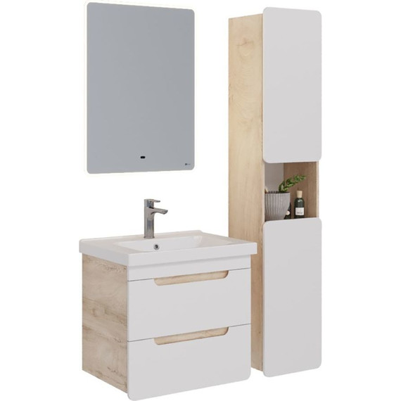 Пенал подвесной Lemark Olivia 35 см LM08OL35P, дуб кантри/белый глянец - фото 5