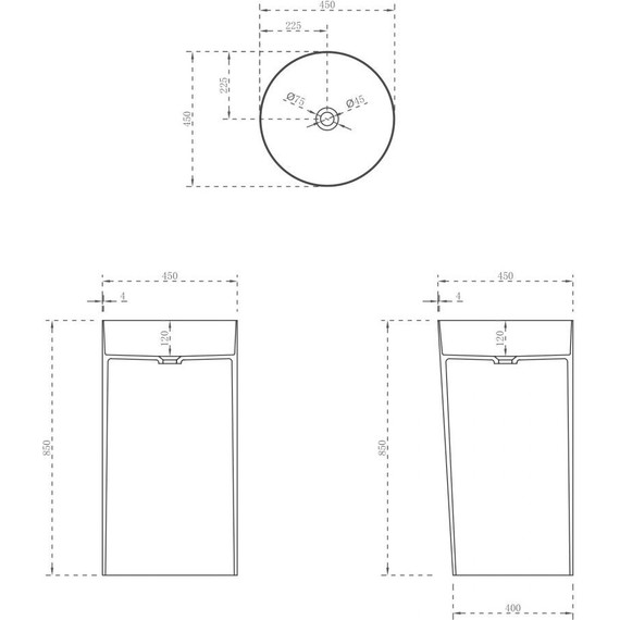 Раковина напольная Abber Stein 45 см AS2506, белый матовый - фото 5