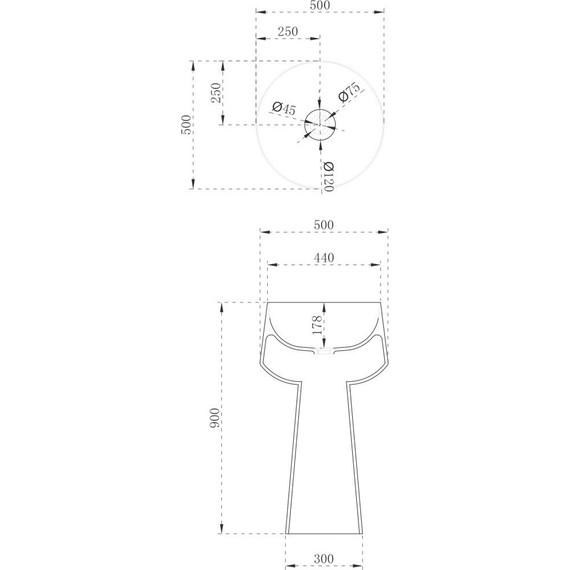 Раковина напольная Abber Stein 50 см AS2508, белый матовый - фото 4