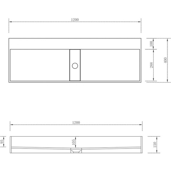 Раковина накладная Abber Stein 120 см AS2642, белый матовый - фото 4