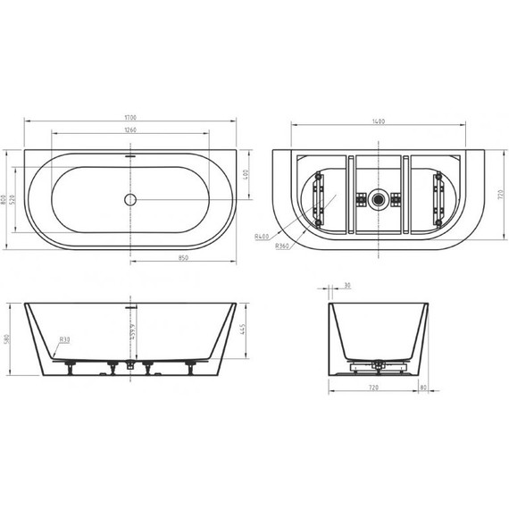 Ванна акриловая Belbagno 170x80 см BB710-1700-800, Размер - мм: 1700х800 - фото 7