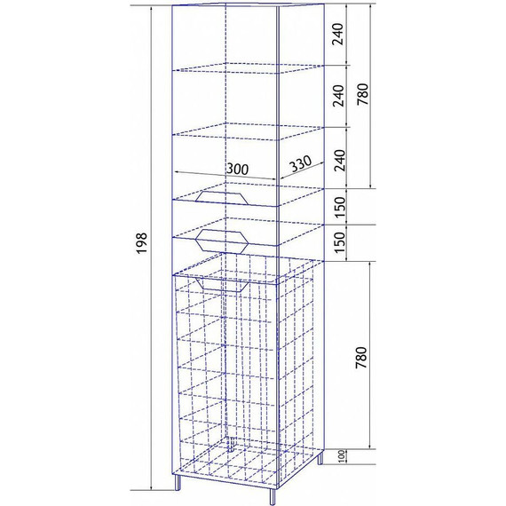 Пенал напольный Стиль 30 см R, б/к, белый - фото 7