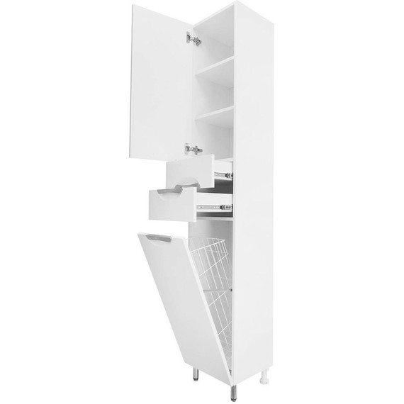 Пенал напольный Стиль 40 см L, б/к, белый - фото 3