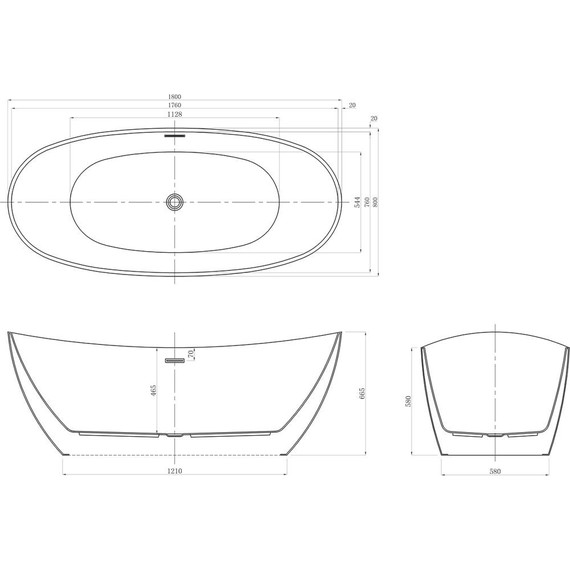 Ванна отдельностоящая Azario Glasgow 180x80 см GLA18080MB, чёрный, Размер - мм: 1800х800 - фото 5