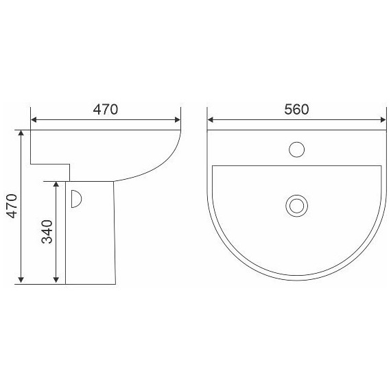 Раковина с полупьедесталом Mirsant Rock 56 см - фото 5
