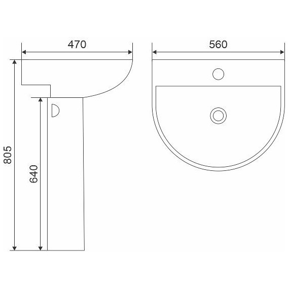 Раковина с пьедесталом Mirsant Rock 56 см - фото 5
