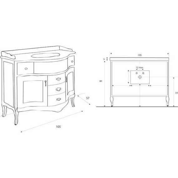 Тумба напольная с раковиной Cezares Rubino 110 см RUBINO.BA.Noc, Noce - фото 7