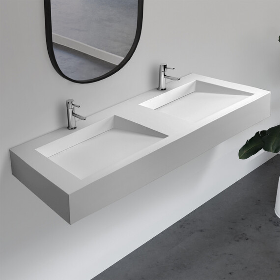 Раковина подвесная Abber Stein 152 см AS2643-1.5, белый матовый - фото 