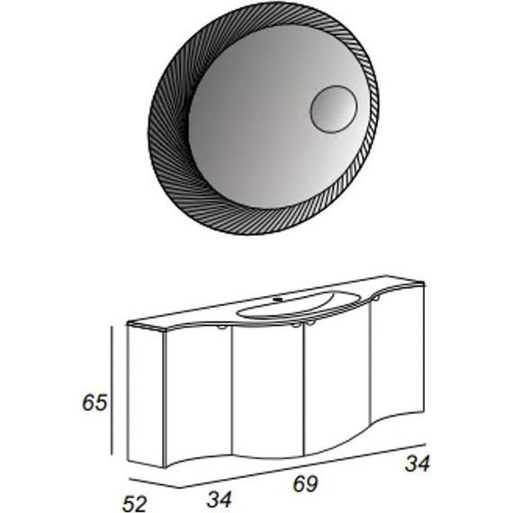 Тумба подвесная с раковиной Cezares Rialto 138 см 55170, Bianco opaco - фото 12