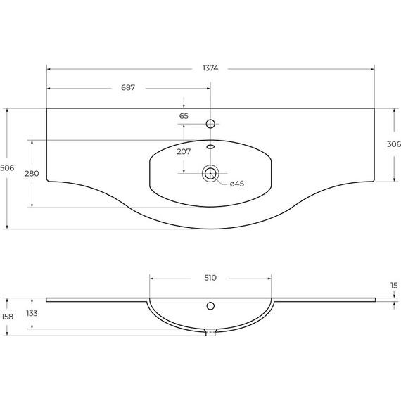 Тумба подвесная с раковиной Cezares Rialto 138 см 55170, Bianco opaco - фото 11