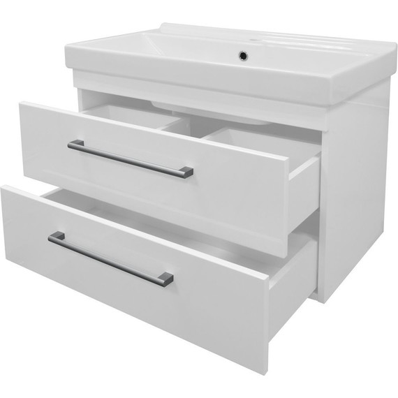 Тумба подвесная с раковиной Стиль Модерн 80/2 см, белый - фото 4