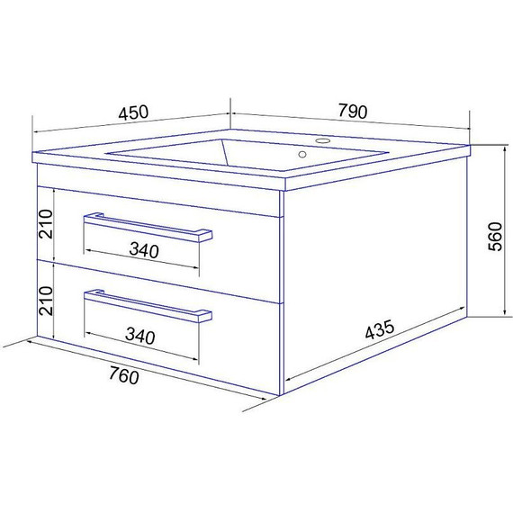 Тумба подвесная с раковиной Стиль Модерн 80/2 см, белый - фото 5