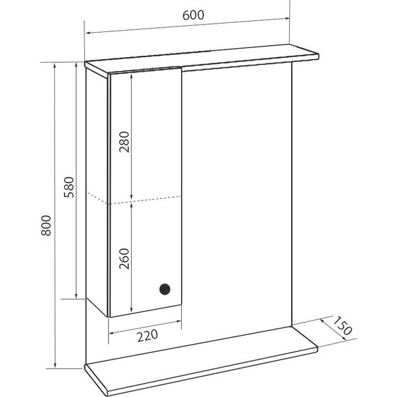 Зеркало-шкаф Стиль Моника 60 см L, без светильника, белый - фото, картинка 6 Зеркало-шкаф Стиль Моника 60 см L, без светильника, белый - фото 6