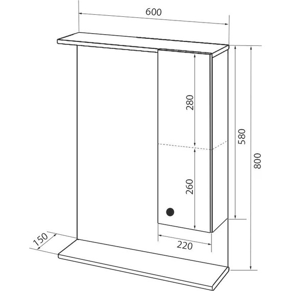 Зеркало-шкаф Стиль Моника 60 см R, без светильника, белый - фото 6