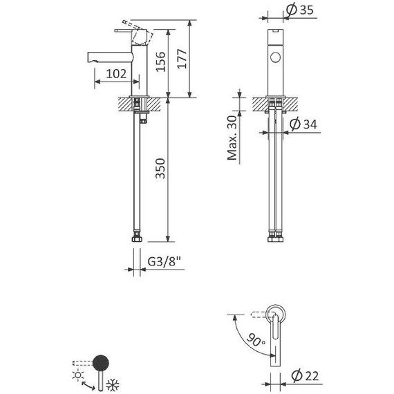 Смеситель для раковины Cezares LEAF-LSM1-L-NOP, черный матовый, Цвет производителя: чёрный - фото 2