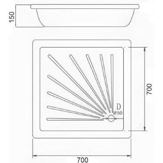Поддон стальной Loranto Квадрат 70x70 см - фото 2