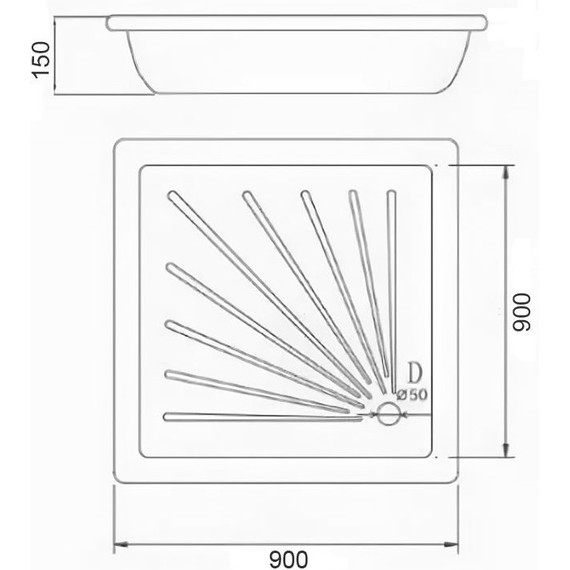 Поддон стальной Loranto Квадрат 90х90 см - фото, картинка 2 Поддон стальной Loranto Квадрат 90х90 см - фото 2