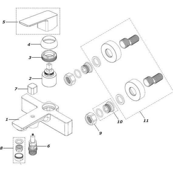 Смеситель для ванны Azario Cadeo AZ-15940501 - фото, картинка 2 Смеситель для ванны Azario Cadeo AZ-15940501 - фото 2