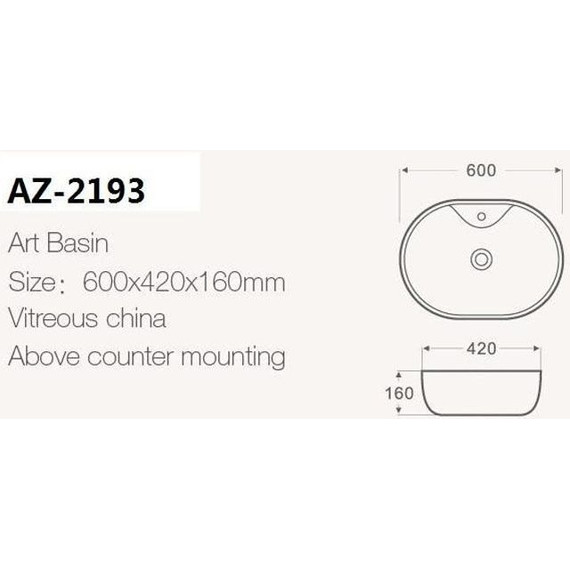 Раковина-чаша Azario 60 см AZ-2193 - фото 3