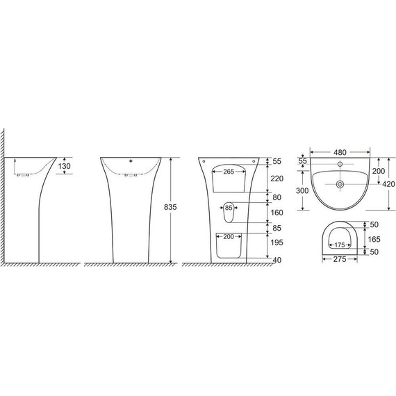 Раковина напольная Azario Fretta Round 48 см - фото, картинка 3 Раковина напольная Azario Fretta Round 48 см - фото 3