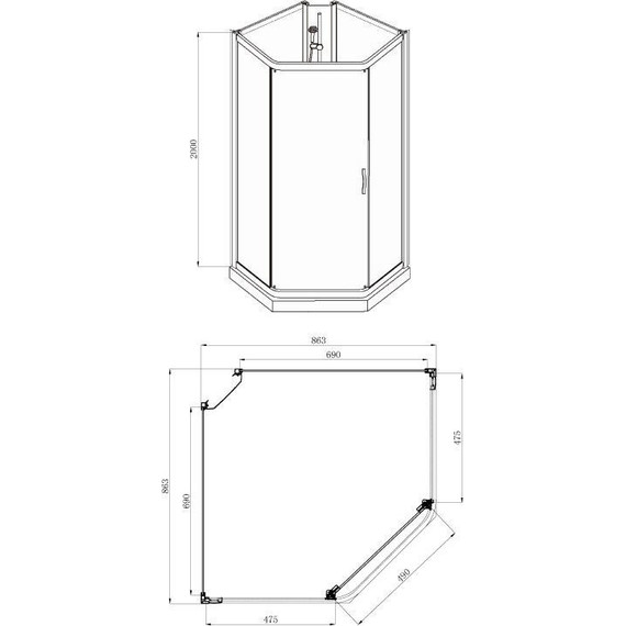 Душевое кабина Azario Denver 90x90 см AZ-N10806 900 GREY, хром/тонированное - фото 3