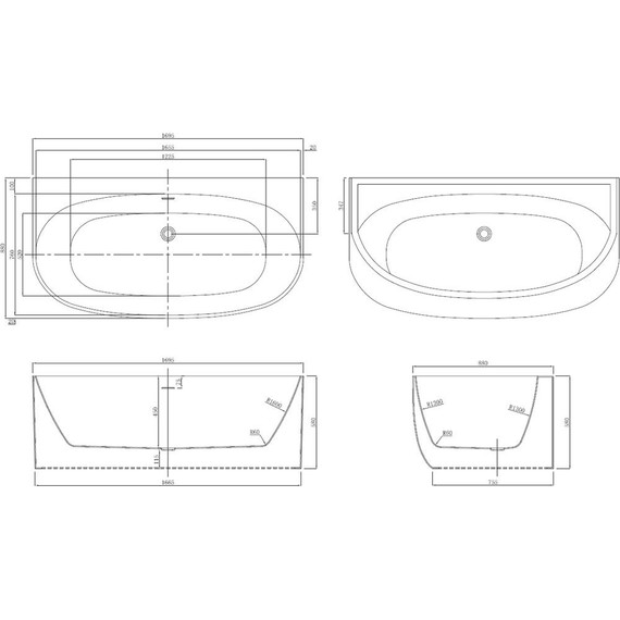 Ванна акриловая Azario Cambridge 170х88 см, чёрный матовый - фото 5