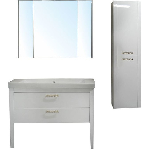 Тумба напольная с раковиной Azario Verona 105 см, ручки серебро, белый - фото, картинка 3 Тумба напольная с раковиной Azario Verona 105 см, ручки серебро, белый - фото 3