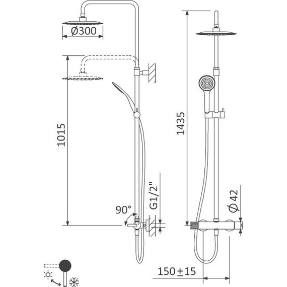 Душевая стойка Cezares LEAF-CDA-30-SR, Sunrise, Цвет производителя: золото - фото 2