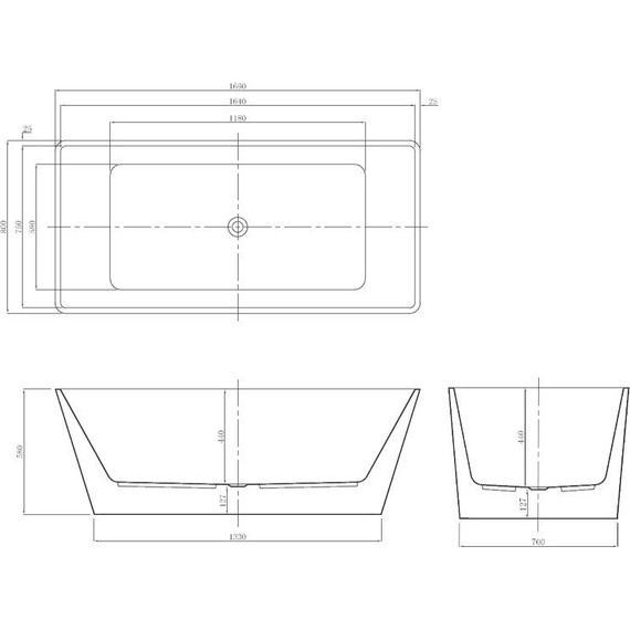 Ванна отдельностоящая Azario Lincoln LIN17080 170х80 см, Размер - мм: 1700х800 - фото 9