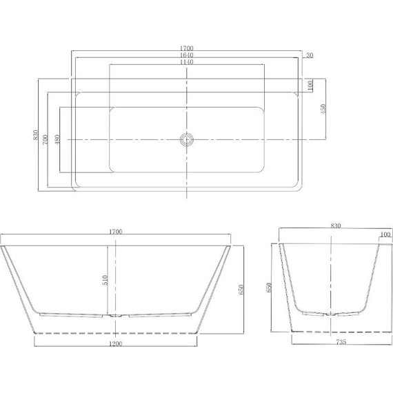 Ванна акриловая Azario Oxford OXF17083 170х83 см с каркасом - фото 6