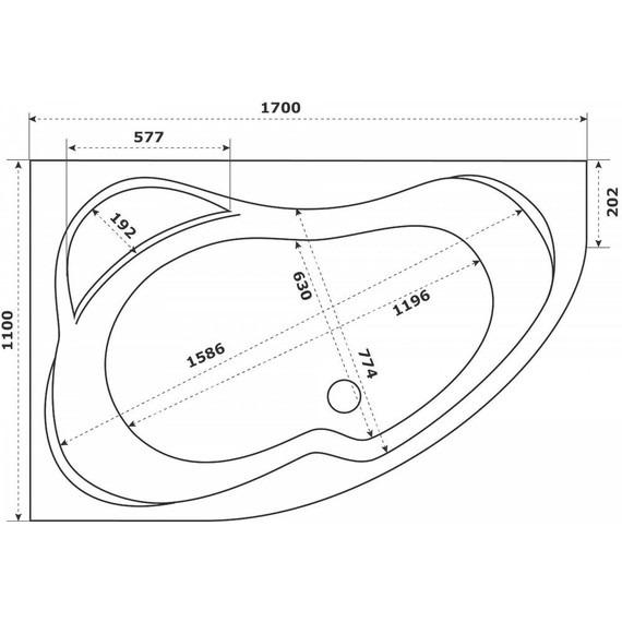 Ванна акриловая Azario Микона 170x110 см L МИВ0003, Размер - мм: 1700х1100 - фото 5