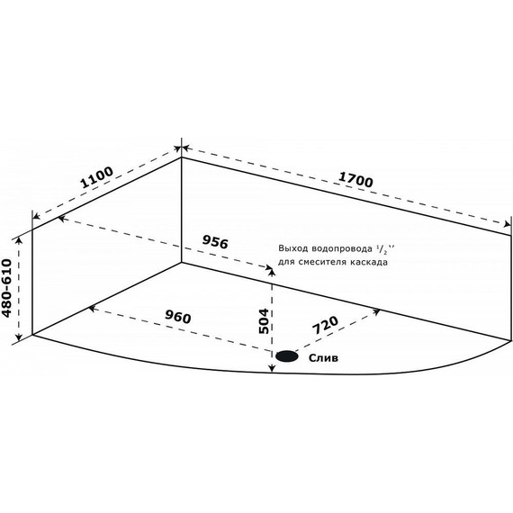 Ванна акриловая Azario Микона 170x110 см R МИВ0004 - фото 3