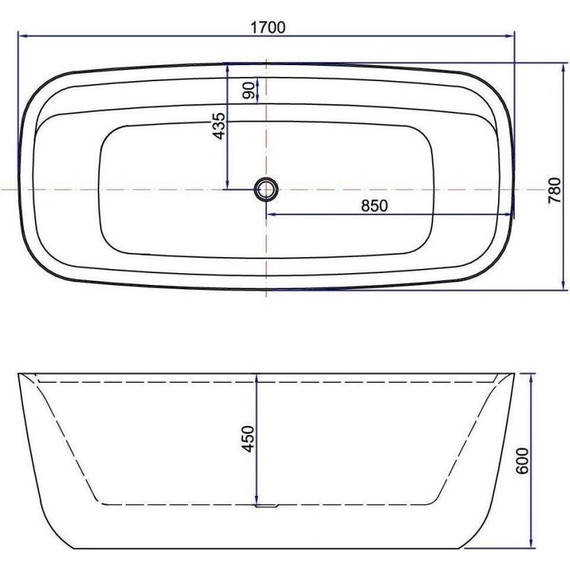Ванна отдельностоящая Aquanet Family Fine 170х78 см 95778-MW-MB, чёрный матовый - фото 3