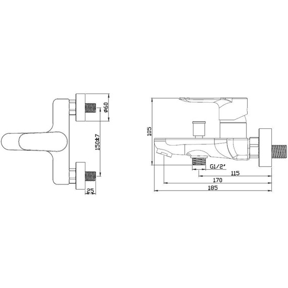 Смеситель для ванны Azario Leya AZ-15920501 - фото 2