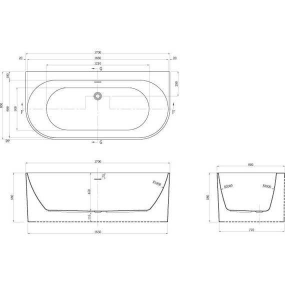 Ванна акриловая Azario Bradford 170x80 см BD07-1700 с каркасом, Размер - мм: 1700х800 - фото 7